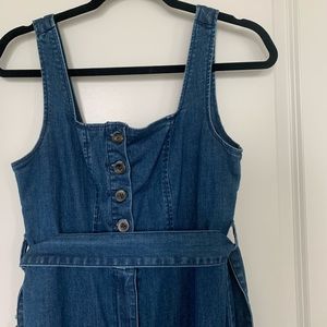 Wide leg denim jumpsuit